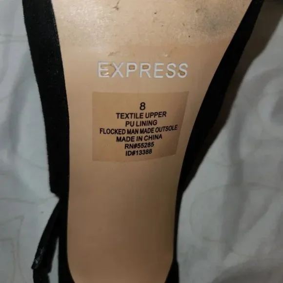 Express Black Suede Lace-Up Ankle Tie Stiletto Heels Pumps Size 8 - Picture 7 of 7